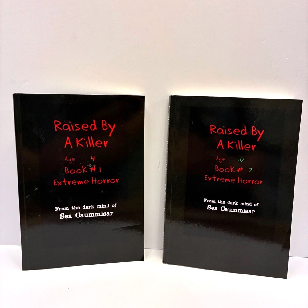 Raised By A Killer Extreme Horror Books Age 4 and Age 10 Sea Caummisar Set of 2